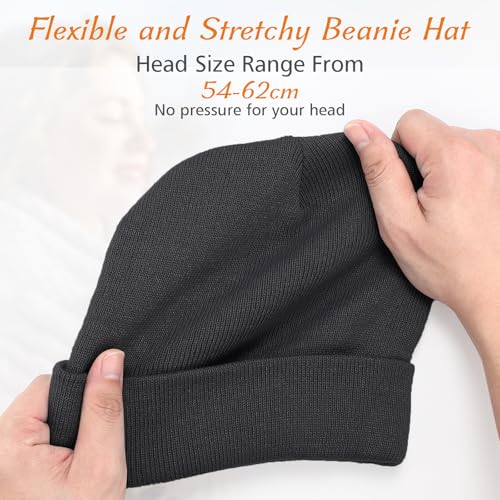 Meliya Unisex Beanie for Men Women Cuffed Plain Skull Hat Winter Knit Cap Toque Winter Hat(Dark Grey) - Image 3