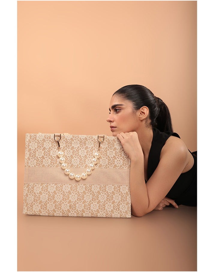earthbags - Audrey Lace Tote Bag Natural - Image 1