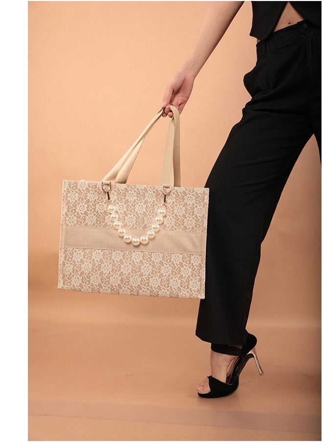 earthbags - Audrey Lace Tote Bag Natural - Image 1