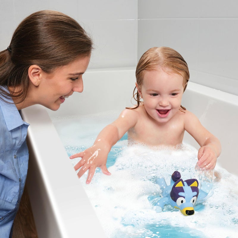 TOMY Toomies Bluey Swimming Bath Toy - Bluey Toys Includes Attached Seahorse Baby Toy and Swims on Back or Front - Toddler Bath Toys and Water Toys for Outdoor Play â€“ Ages 18 Months and Up - Image 4