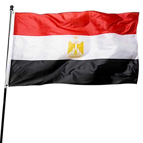 DANF FLAG DANF Egypt Flag 3x5 Foot Polyester Egyptian National Flags Polyester with Brass Grommets 3 X 5 Ft - Image 1
