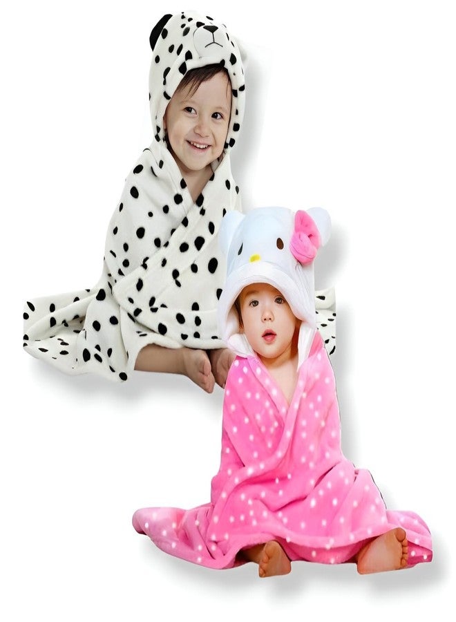 First Kick Baby Bath Towels New Born Combo Pack of Hooded Quick Water Absorbing Towels for Baby Boys and Baby Girls Pack of 2 Pcs, (0-6 Months, L 83 cm x B 80 cm) - Image 1