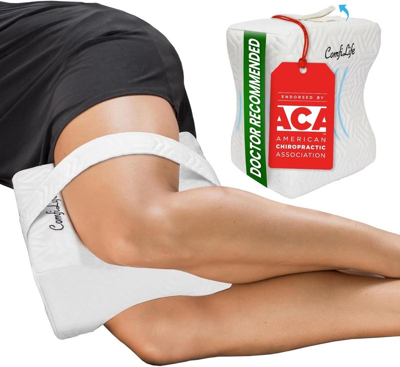 ComfiLife Knee Pillow for Side Sleepers - Cooling Memory Foam Leg Pillow for Sleeping - Medium Support - Image 1