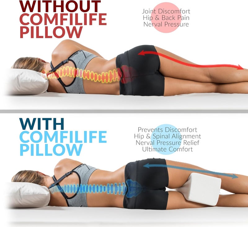 ComfiLife Knee Pillow for Side Sleepers - Cooling Memory Foam Leg Pillow for Sleeping - Medium Support - Image 3