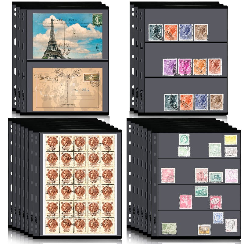 Lewtemi 20 Sheet Stamp Pages for Stamp Album Binder 1234 Pockets Collectors Postage Collecting Supplies Book of Stamps 9 Hole Standard Collecting Albums for Collectors Display - Image 2