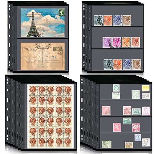 Lewtemi 20 Sheet Stamp Pages for Stamp Album Binder 1234 Pockets Collectors Postage Collecting Supplies Book of Stamps 9 Hole Standard Collecting Albums for Collectors Display - Image 1