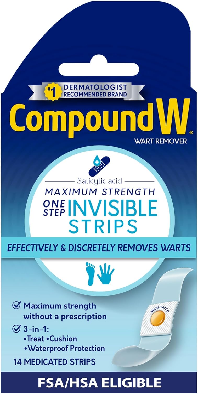 Compound W أقصى قوة مزيل الثآليل شرائط طبية غير مرئية خطوة واحدة - 14 قطعة - Image 1