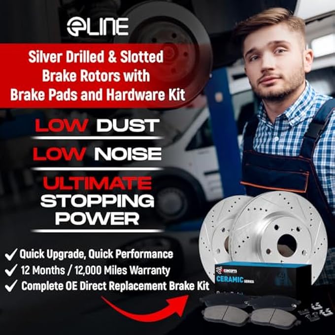 R1 Concepts For 20122018 Focus C30 CMax R1 Concepts eLine Front DrillSlot Brake Rotors Kit  Ceramic Brake Pads - Image 4