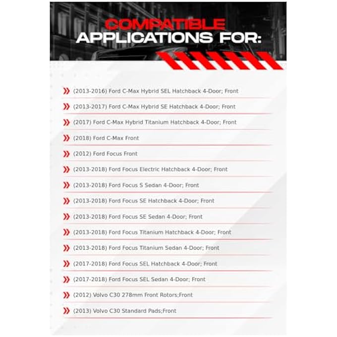 R1 Concepts For 20122018 Focus C30 CMax R1 Concepts eLine Front DrillSlot Brake Rotors Kit  Ceramic Brake Pads - Image 3