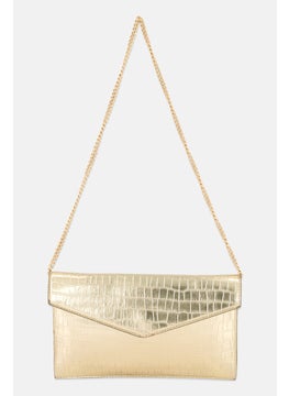 Moda Luxe Women Textured Day Clutch Bag 20 H x 29 L x 2 W cm, Light Gold  - Image 1