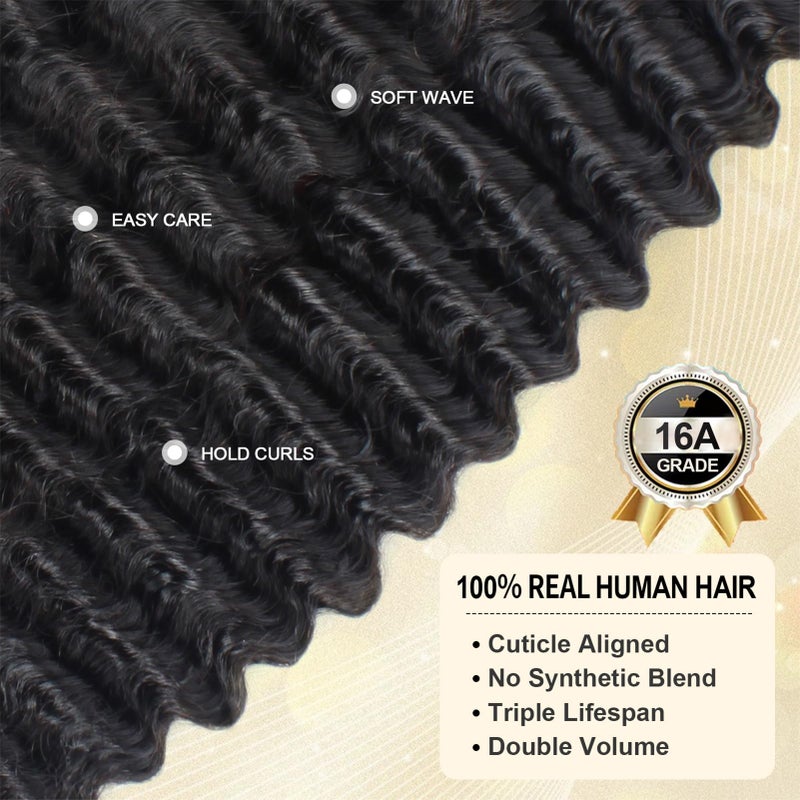 ROYAL IMPRESSION 16A Deep Wave Bundles Human Hair 20" 22" 24" 300g 100% Real Human Hair 3X Longer Lifespan 100% Unprocessed Brazilian Virgin Hair Pineapple Deep Wave Human Hair Weave Bundles Natural Color - Image 4