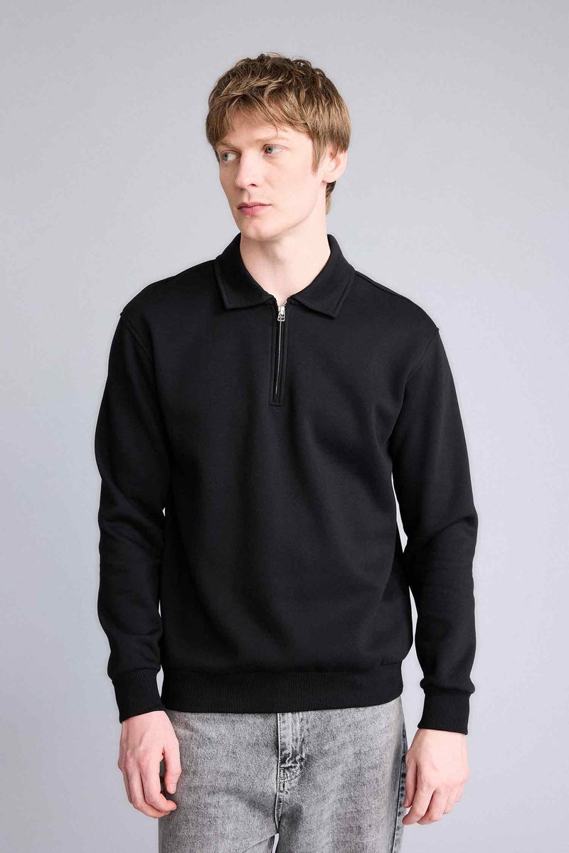 DeFacto Black Man Thick Fabric Sweatshirt Casual - Image 1