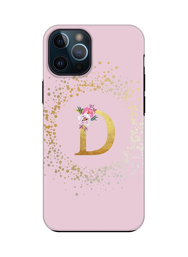 Stylizedd Monogram Tough Series for Apple iPhone 12 Pro Custom Initials Floral Pattern Tough Pro Dual Layer hybrid PC inner TPU protection Alphabet- D (Pink) - Image 1
