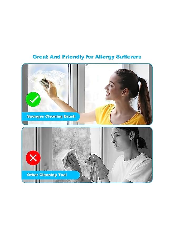 promass Damp Clean Duster, 4 Pack Magic Sponge Eraser for Household Cleaning, Reusable Dusters Cleaning Supplies for Housekeeping, Dish, Blinds, Glass, Baseboards, Vents, Window Track Grooves and Faucets - Image 2