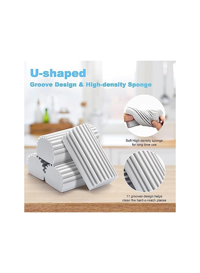 promass Damp Clean Duster, 4 Pack Magic Sponge Eraser for Household Cleaning, Reusable Dusters Cleaning Supplies for Housekeeping, Dish, Blinds, Glass, Baseboards, Vents, Window Track Grooves and Faucets - Image 3