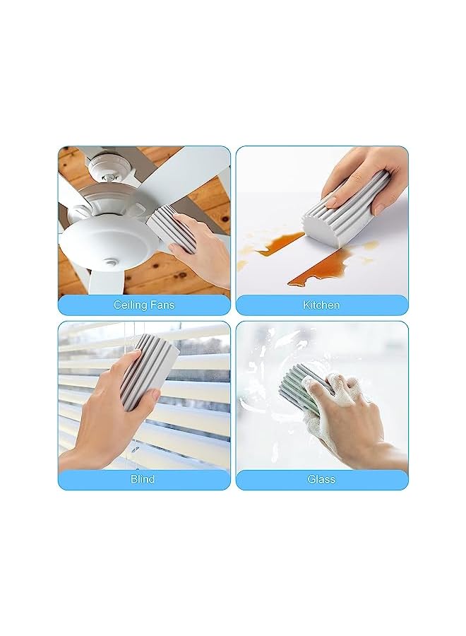 promass Damp Clean Duster, 4 Pack Magic Sponge Eraser for Household Cleaning, Reusable Dusters Cleaning Supplies for Housekeeping, Dish, Blinds, Glass, Baseboards, Vents, Window Track Grooves and Faucets - Image 4