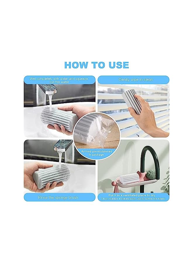 promass Damp Clean Duster, 4 Pack Magic Sponge Eraser for Household Cleaning, Reusable Dusters Cleaning Supplies for Housekeeping, Dish, Blinds, Glass, Baseboards, Vents, Window Track Grooves and Faucets - Image 5