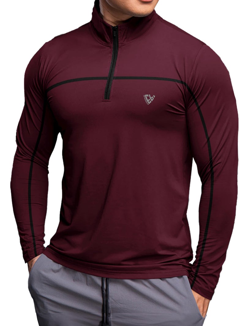 Noble Monk Men's Active wear Regular Fit T Shirt |Full Sleeves |Casual Sportwear T-Shirt for Men Wine Melange - Image 4