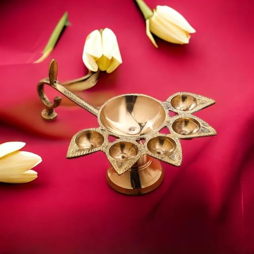 Navyaksh Aarti Diya Stand Camphor for Pooja and Temple Brass Table - Image 2