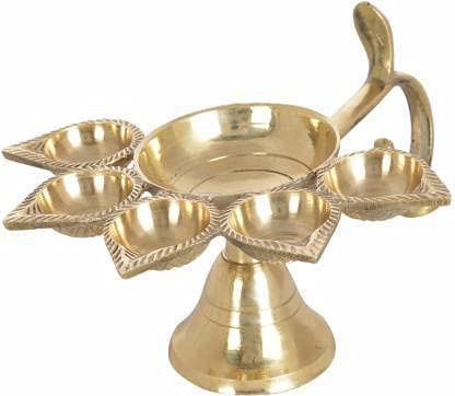 Navyaksh Aarti Diya Stand Camphor for Pooja and Temple Brass Table - Image 1