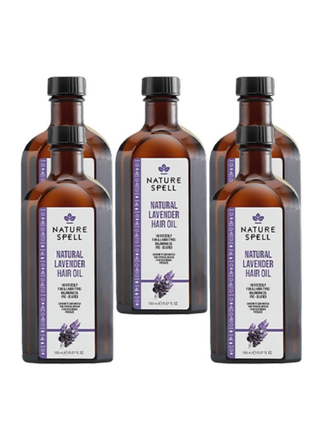 Nature Spell 5 Pieces Natural Lavender Hair Oil For All Hair Types 150ml - Image 1