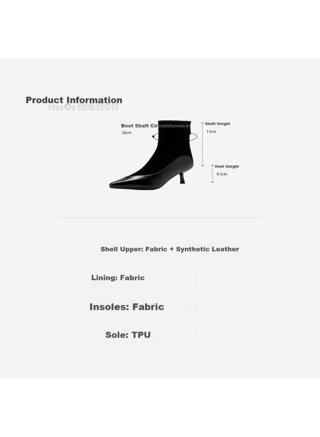 dme Demana Elegant Rule 25 Winter Elegant Low Heel Commuter Work Ankle Boots Women Suede Patchwork Short Boots - Image 4