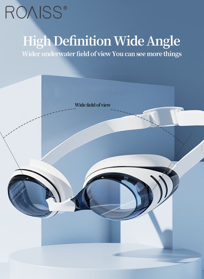 رويس مجموعة نظارات سباحة للبالغين مكونة من 4 قطع، نظارات سباحة واسعة الرؤية مضادة للضباب عالية الوضوح، معدات سباحة داخلية وخارجية بما في ذلك النظارة وقبعة السباحة ومشبك الأنف وسدادات الأذن - Image 2