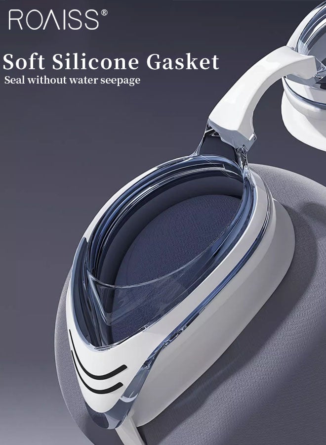 رويس مجموعة نظارات سباحة للبالغين مكونة من 4 قطع، نظارات سباحة واسعة الرؤية مضادة للضباب عالية الوضوح، معدات سباحة داخلية وخارجية بما في ذلك النظارة وقبعة السباحة ومشبك الأنف وسدادات الأذن - Image 3