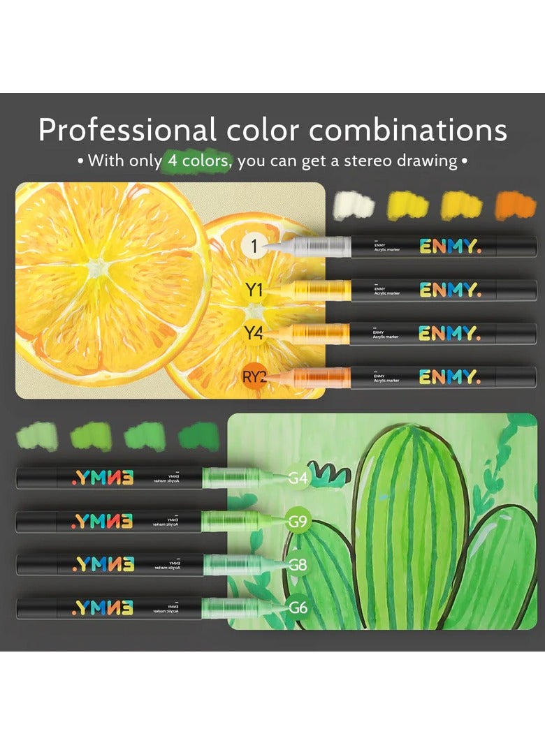 ENMY 80 Colors Acrylic Paint Pens – Direct Liquid Acrylic Paint Markers for Fabric, Canvas, Wood, Glass, Rocks & DIY Crafts – Vibrant, Long-Lasting, Skin Tone Shades, High Saturation, Smooth Ink Flow – Perfect for Artists & Crafters - Image 3