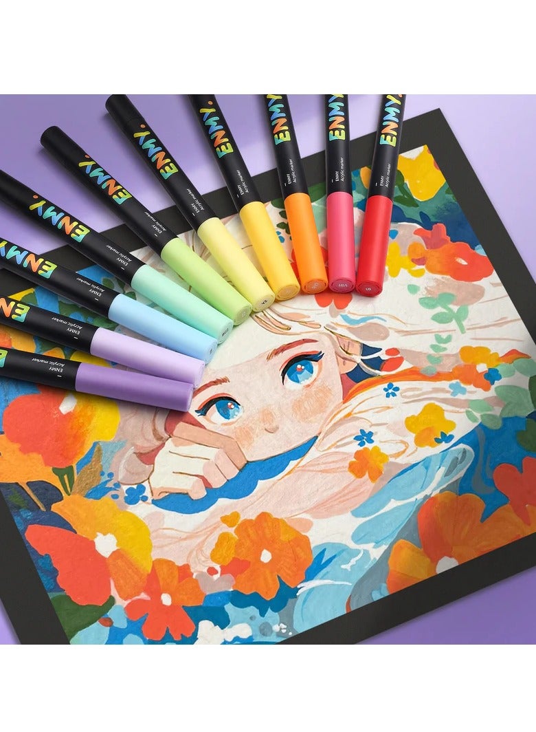 ENMY 80 Colors Acrylic Paint Pens – Direct Liquid Acrylic Paint Markers for Fabric, Canvas, Wood, Glass, Rocks & DIY Crafts – Vibrant, Long-Lasting, Skin Tone Shades, High Saturation, Smooth Ink Flow – Perfect for Artists & Crafters - Image 2