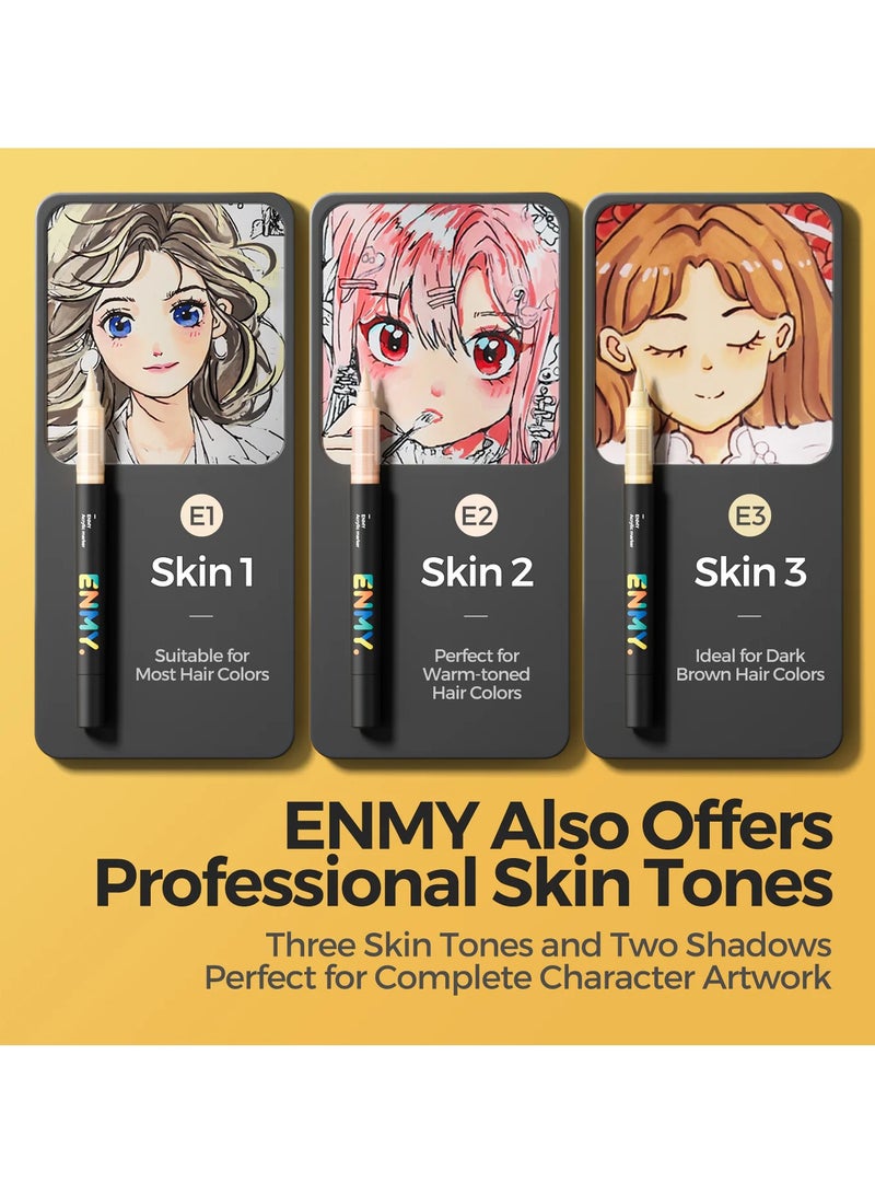 ENMY 80 Colors Acrylic Paint Pens – Direct Liquid Acrylic Paint Markers for Fabric, Canvas, Wood, Glass, Rocks & DIY Crafts – Vibrant, Long-Lasting, Skin Tone Shades, High Saturation, Smooth Ink Flow – Perfect for Artists & Crafters - Image 4