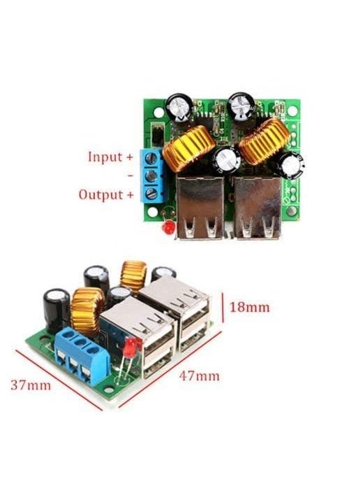 iduino IDUINO 4 USB Port Step Down Power Supply Voltage Regulator Converter Module DC 9V 12V 24V 36V to 5V 3A For Car  - Image 2