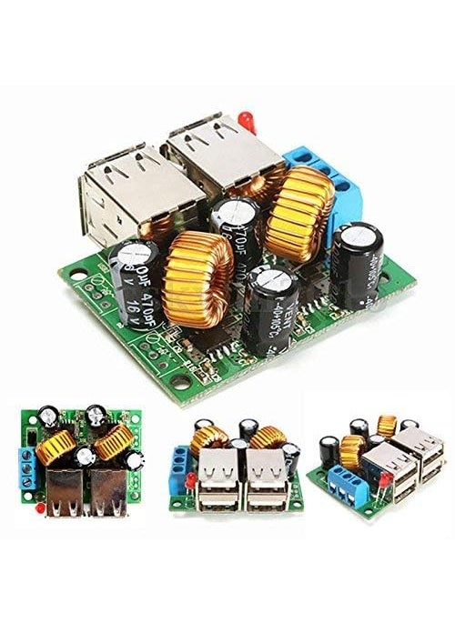 iduino IDUINO 4 USB Port Step Down Power Supply Voltage Regulator Converter Module DC 9V 12V 24V 36V to 5V 3A For Car  - Image 1
