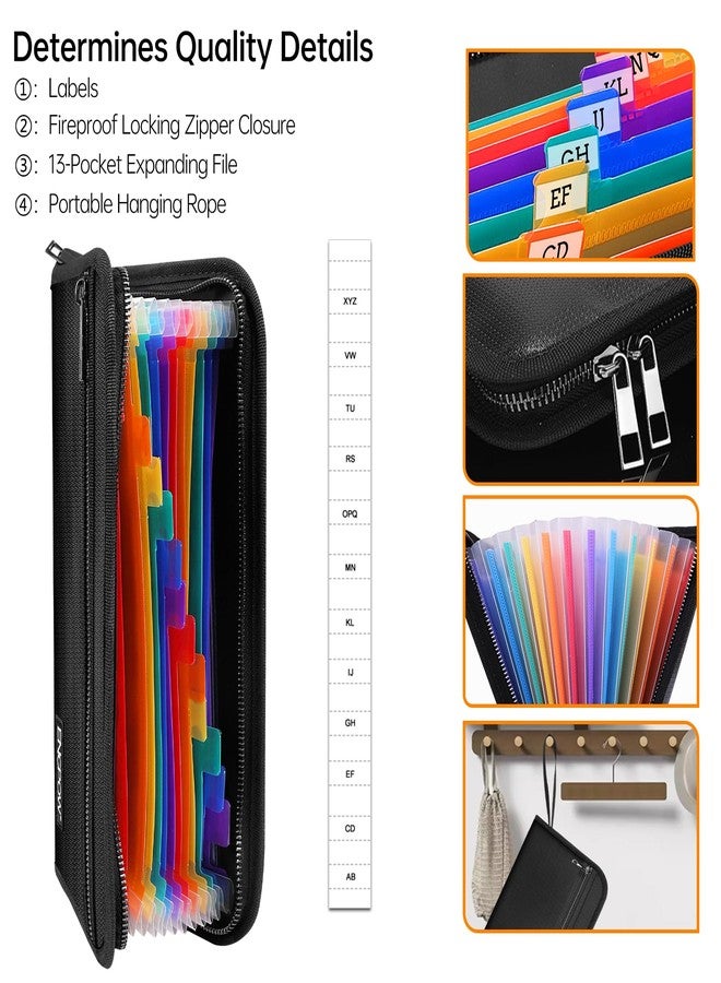 ENGPOW Receipt Coupon Organizer,Fireproof 13 Pockets Expanding File Folder Small Accordian File Organizer,Portable Filing Wallet Holder with Zipper & Labels for A5 Size Files and More(11.4" x 6.3") - Image 5