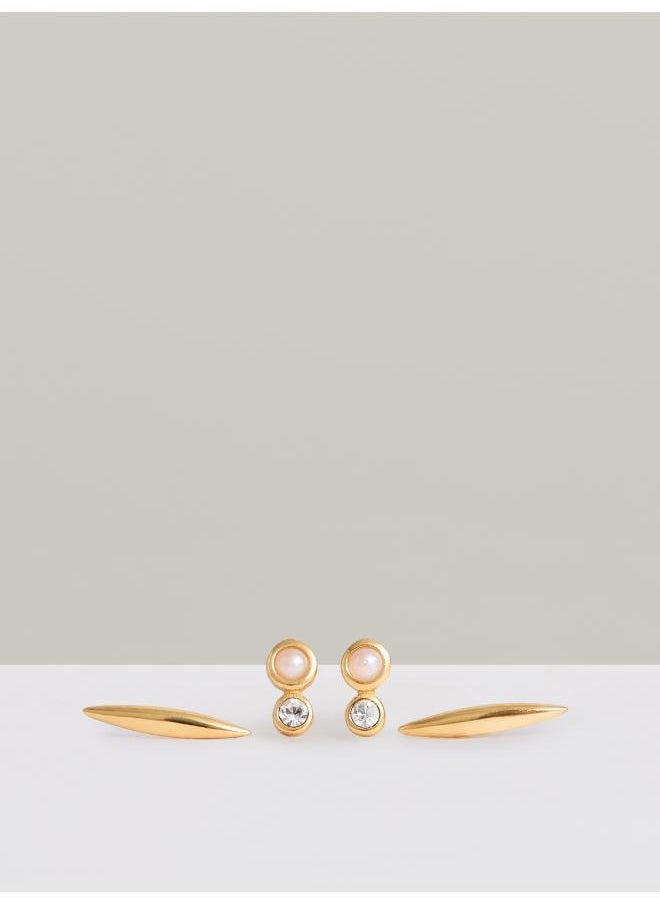 REISS Minnie: Micro Pearl & Bar Stud Earrings Set  - Image 1