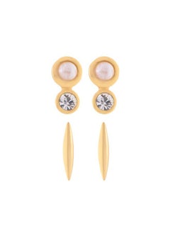 REISS Minnie: Micro Pearl & Bar Stud Earrings Set  - Image 4
