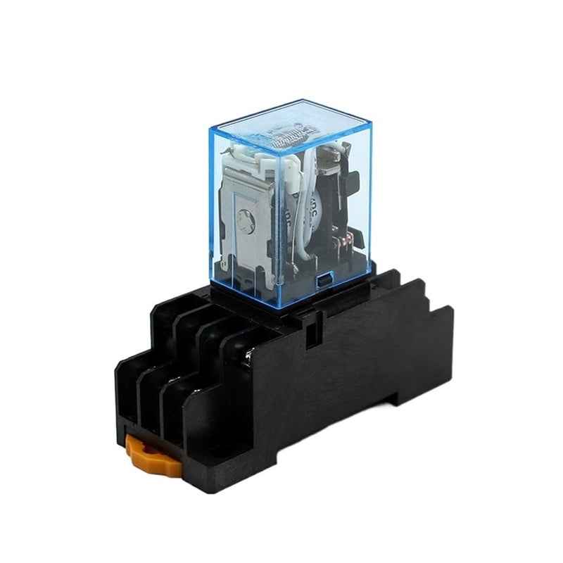 MY4NJ Electromagnetic Relay 5A 14 Pin 4DPDT with Socket Base DC 24V AC 110V 220V - Image 1