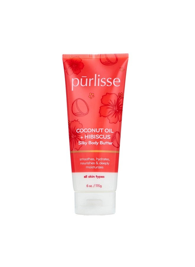 Purlisse Coconut Oil Coffee + Hibiscus Body Butter: Cruelty-Free & Clean, Paraben & Sulfate-Free, Nourishes & Deeply Moisturizes, Hibiscus Soothes Sensitive Skin | 6Oz - Image 1