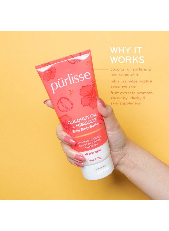 Purlisse Coconut Oil Coffee + Hibiscus Body Butter: Cruelty-Free & Clean, Paraben & Sulfate-Free, Nourishes & Deeply Moisturizes, Hibiscus Soothes Sensitive Skin | 6Oz - Image 4