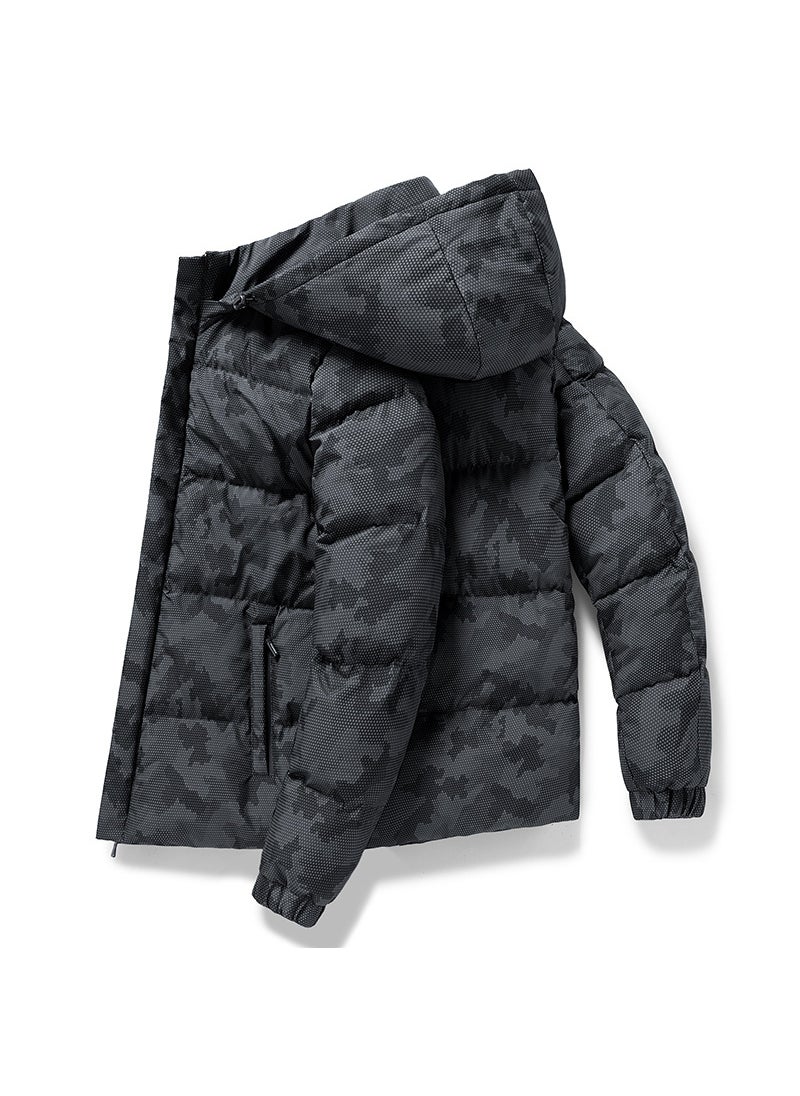 Generic - Mens Winter Padded Jacket Removable Hood Camouflage Black - Image 1