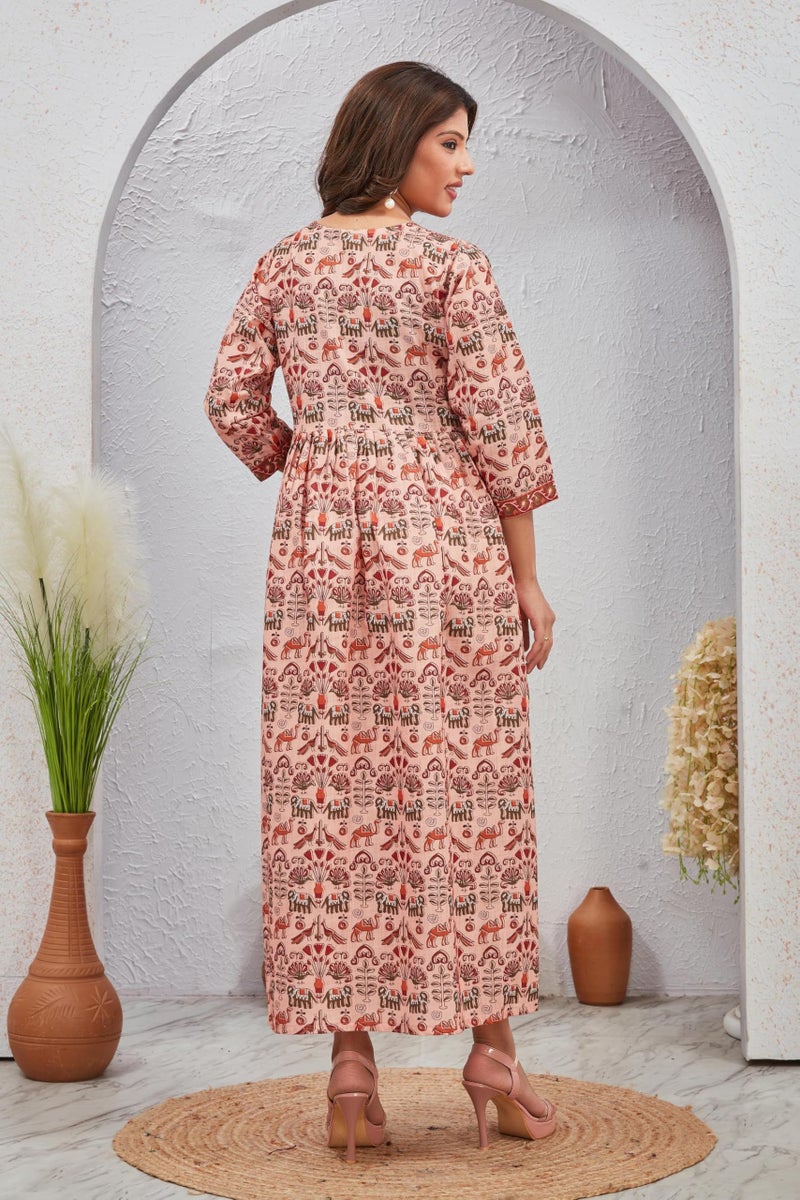 ASSUME FAB Women Viscose Rayon Maternity Kurti for Feeding Zippers Peach(Large - Image 5