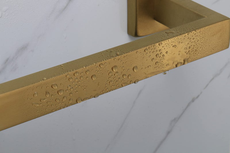 TocTen رف المناشف Tocten Bath - قاعدة مربعة SUS304 BAN من منشفة الفولاذ المقاوم للصدأ لحمام الحمام ، قضيب قضيب شاق على جدار المناشف. (الذهب المصقول 12) - Image 4