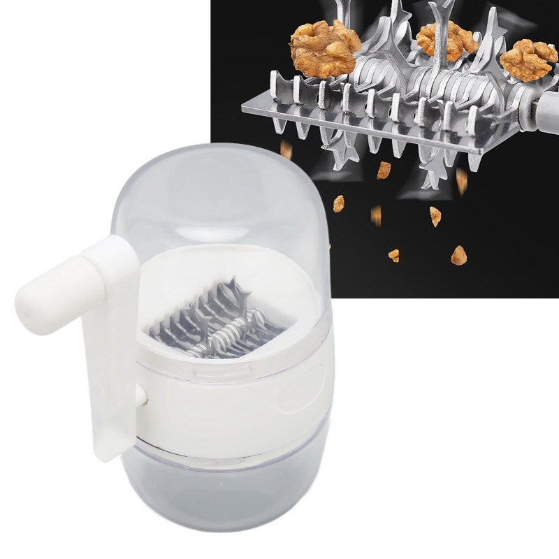 Nut Grinder Hand Crank Stainless Steel Blades Nut Chopper Manual Nut Grinder With Skid Resistance Handle for Garlic White - Image 1