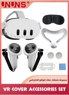 UNUNS Silicone Cover Set For Oculus/Meta Quest 3,VR Accessories Protective Cover Kits-Controller Grips,Front Shell Headset Cover And Face Cover,Headset Protective Shell Accessories,White  - Image 1