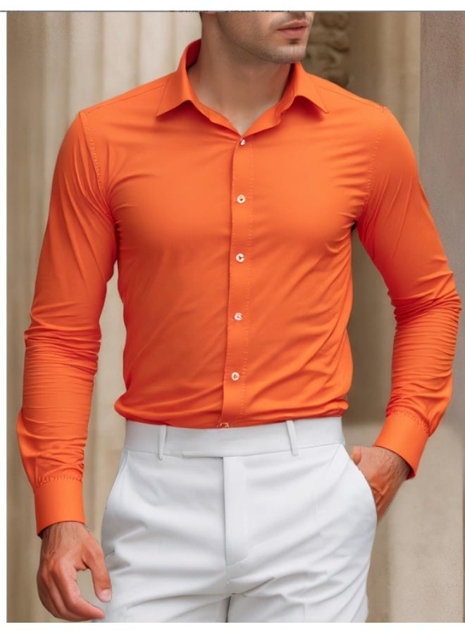 نيبمينينت قمصان رجال بأكمام طويلة مقاومة للتمزق تمتاز بالمرونة للاستخدامات العملية والمناسبات الرسمية، قميص بأزرار للزفاف - Image 1