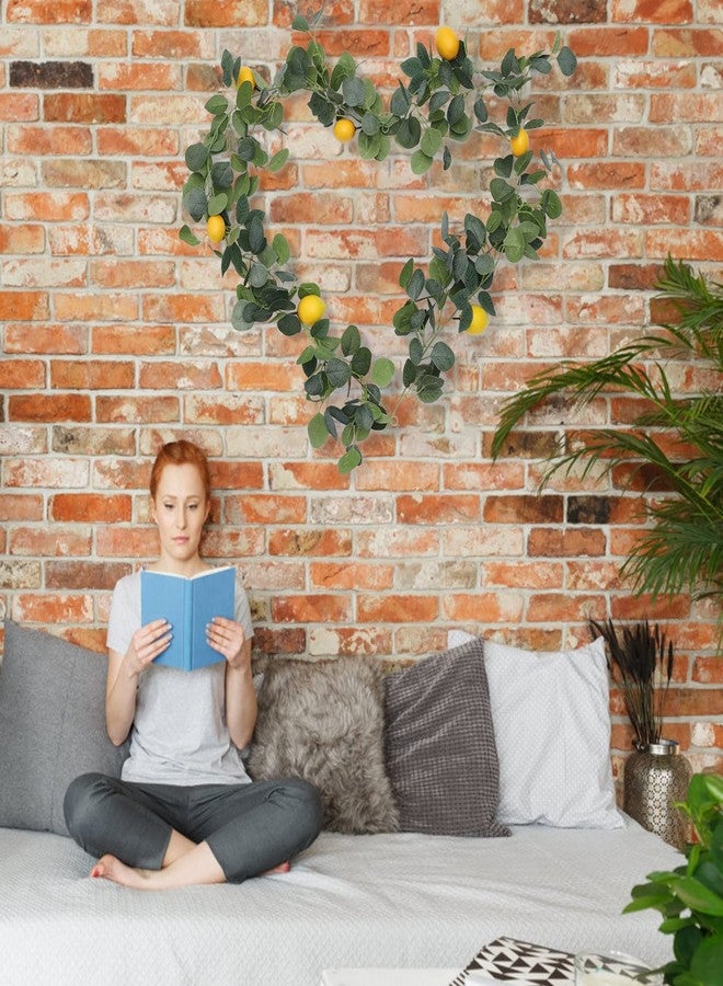 FQQWEE 76.8 Inch Artificial Lemon Greenery Garland Faux Spring Summer Eucalyptus Garland with Lemons Fake Fruit Vine Garland Wreath for Front Door Wall Table Kitchen Home Wedding Decor - Image 3
