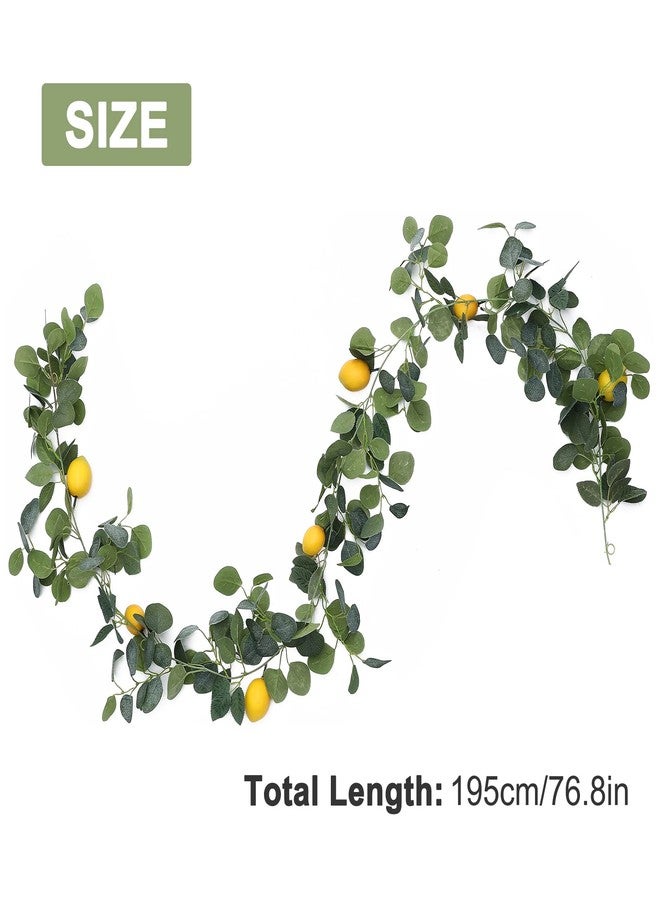 FQQWEE 76.8 Inch Artificial Lemon Greenery Garland Faux Spring Summer Eucalyptus Garland with Lemons Fake Fruit Vine Garland Wreath for Front Door Wall Table Kitchen Home Wedding Decor - Image 4
