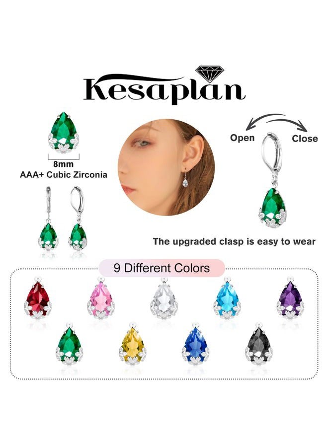 KesaPlan Dangle Earrings for Women Multicolor Crystal Drop Earrings Set Leverback Teardrop Earrings 925 Silver and Gold Hypoallergenic Fashion Cubic Zirconia Dangle Earrings Trendy Jewelry Gifts for Women - Image 5