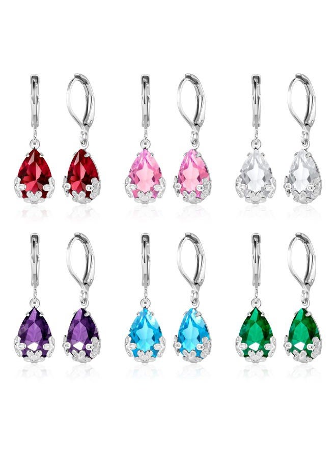 KesaPlan Dangle Earrings for Women Multicolor Crystal Drop Earrings Set Leverback Teardrop Earrings 925 Silver and Gold Hypoallergenic Fashion Cubic Zirconia Dangle Earrings Trendy Jewelry Gifts for Women - Image 1