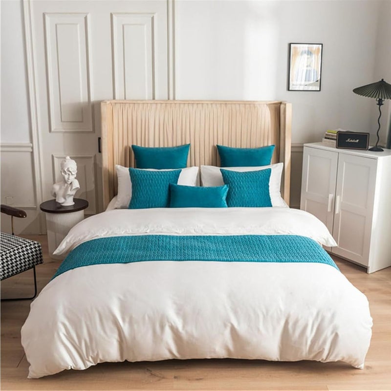 End of Bed Throw Runner,Bed Runners & Scarves Quilted, and Matching Pillow Covers for Hotel,Sky Blue-45x180cm - Image 3